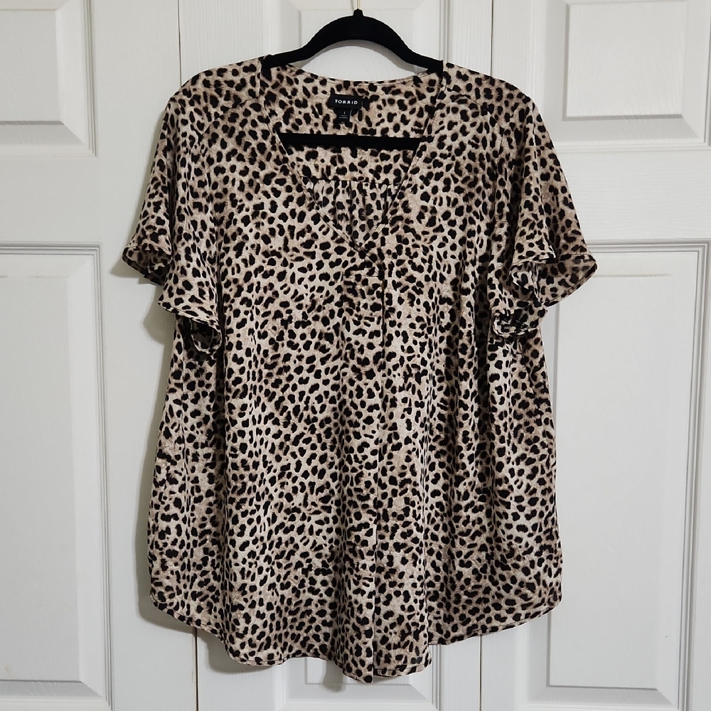 Torrid Animal Print V-Neck Blouse